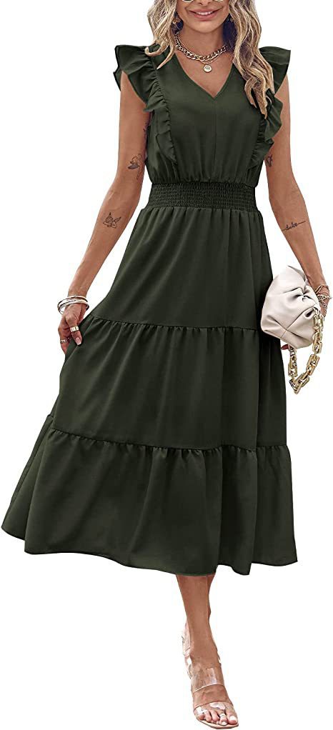 Damen Langarm-Kleid Voluminöser Rock Eveloria