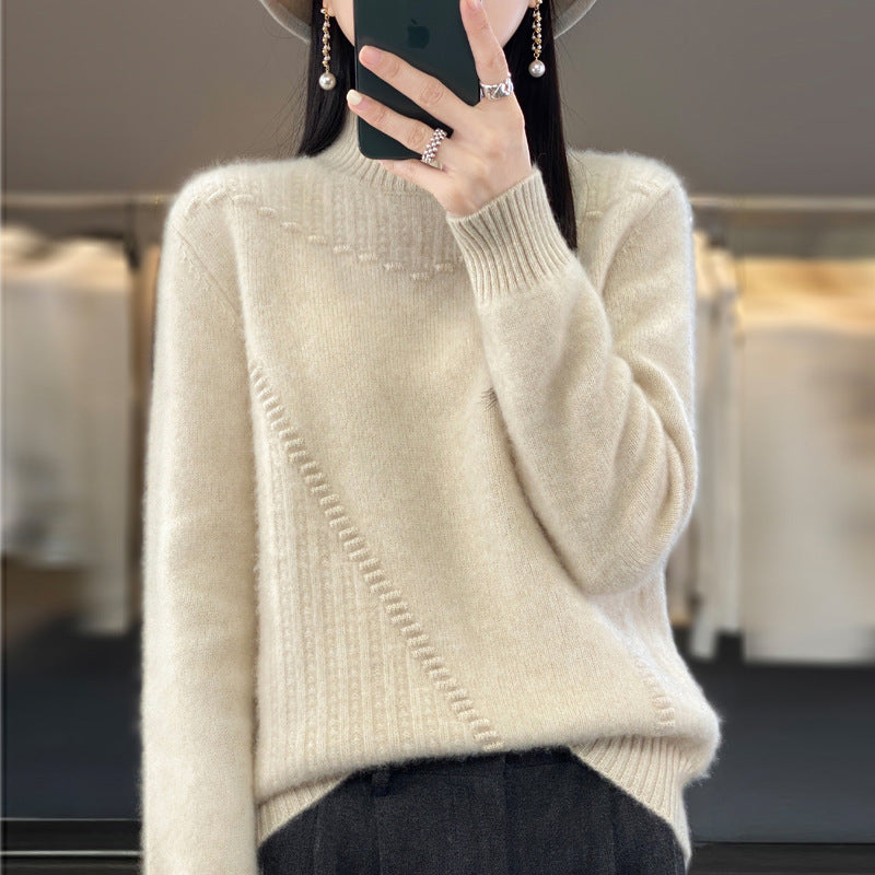 Damen Strickpullover Strukturiert Asymmetrisch Eveloria