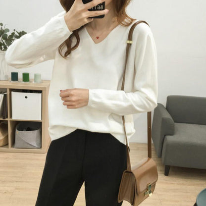 Damen Pullover V-Ausschnitt Weich