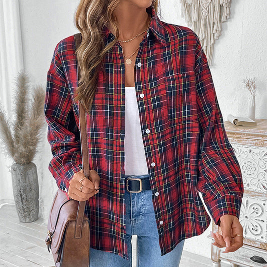 Damen Bluse Lässiger Schnitt Karo Eveloria - Eveloria