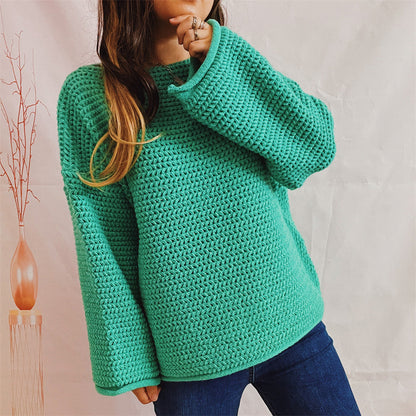 Damen Strickpullover Locker Weitem Schnitt Modernes Maschenbild - Eveloria