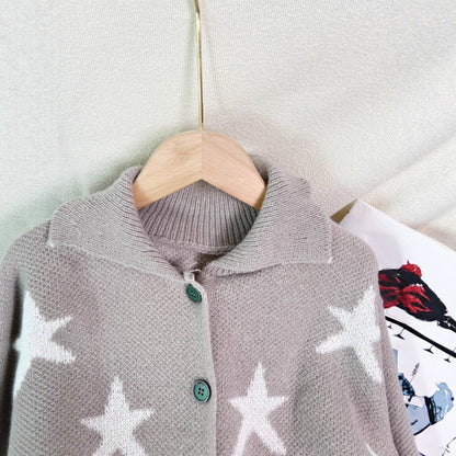 Damen Strickjacke Sternenmotiv mit Taschen Eveloria