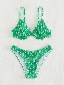 Damen Bikini Hochgeschnittener Gepolstertes Oberteil Verstellbare