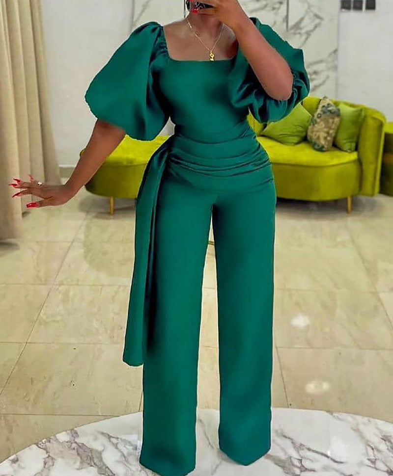 Damen Jumpsuit Voluminöse Ärmel Tailliert Eveloria