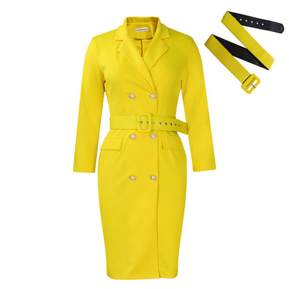 Damen Blazer-Kleid Tailliert Abnehmbarer Gürtel Eveloria