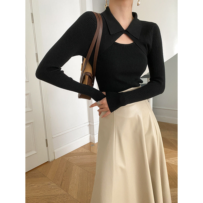 Damen Langarmshirt Raffinierter Ausschnitt Eveloria - Eveloria