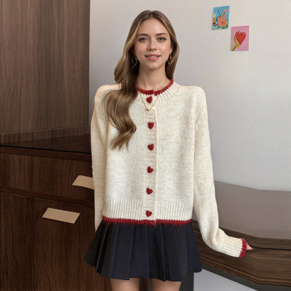 Damen Strickcardigan mit Herzknöpfen Eveloria - Eveloria