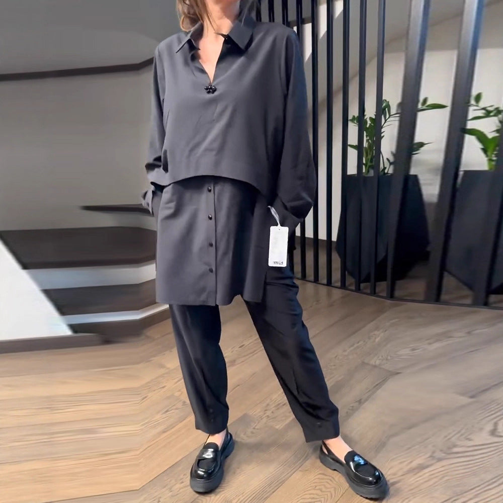 Damen Zweiteiliger Anzug mit Bluse und Hose Eveloria - Eveloria