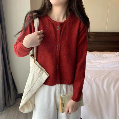 Damen Strickjacke Kuschelig Knopfverschluss Eveloria