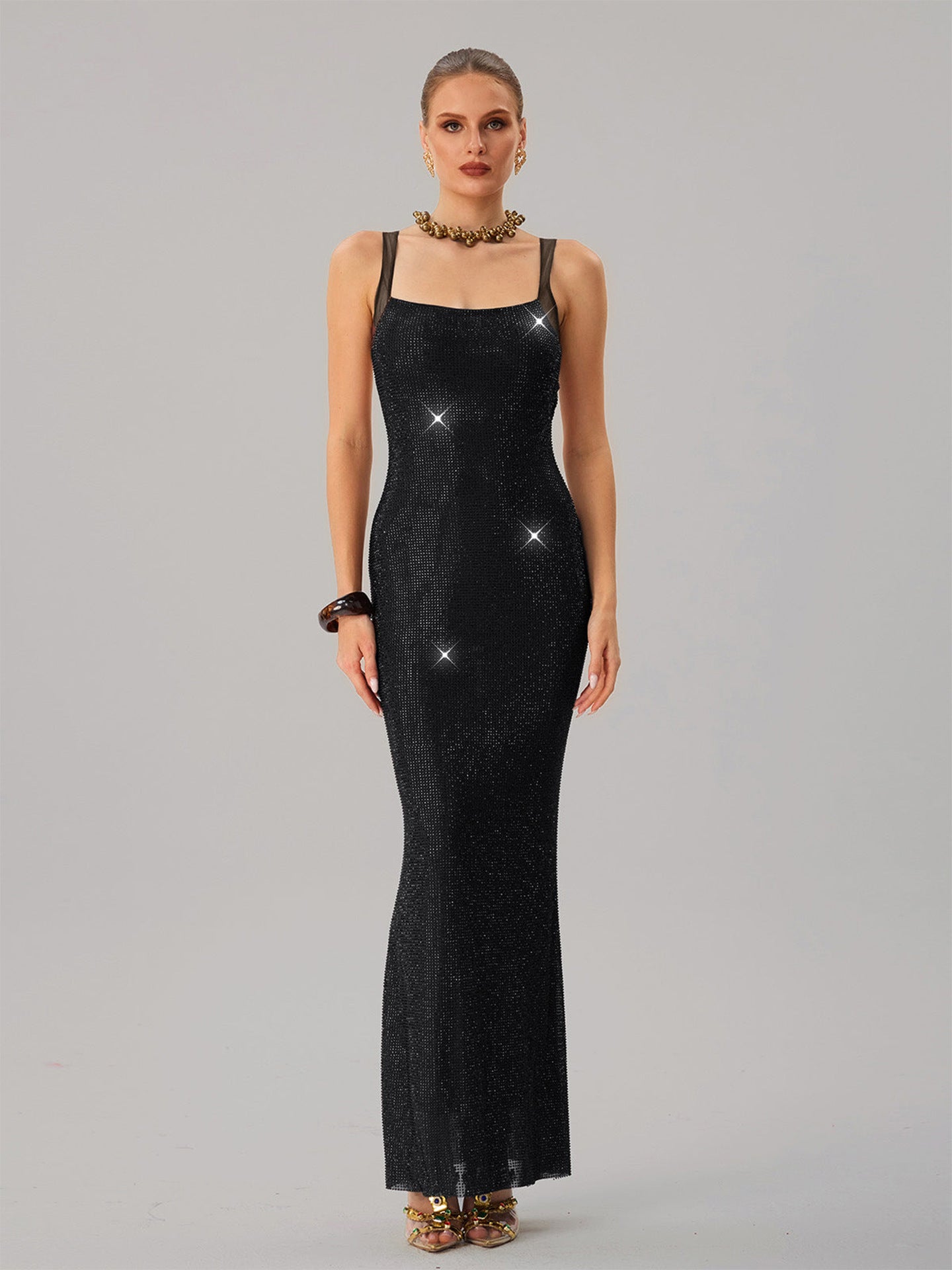 Damen Abendkleid mit Pailletten Tailliert Eveloria