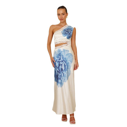 Damen Abendkleid Asymmetrisch Spitze Eveloria