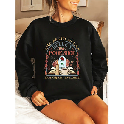 Damen Sweatshirt Buchladen-Motiv Eveloria