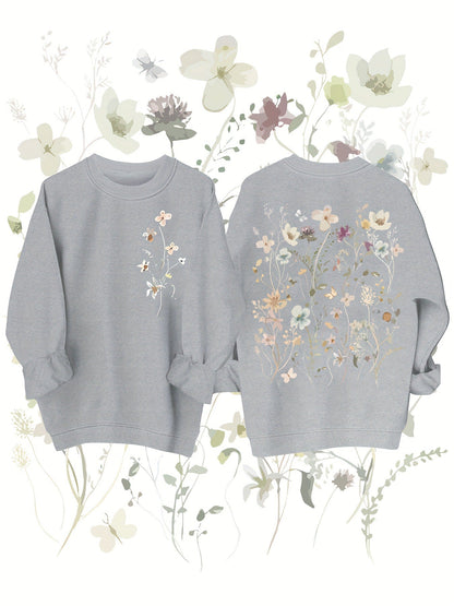 Damen Sweatshirt Florales Design Weich Eveloria