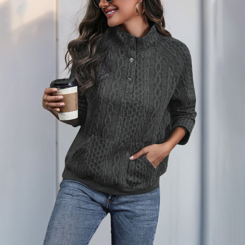 Damen Pullover Hochkragen Strukturiert Eveloria