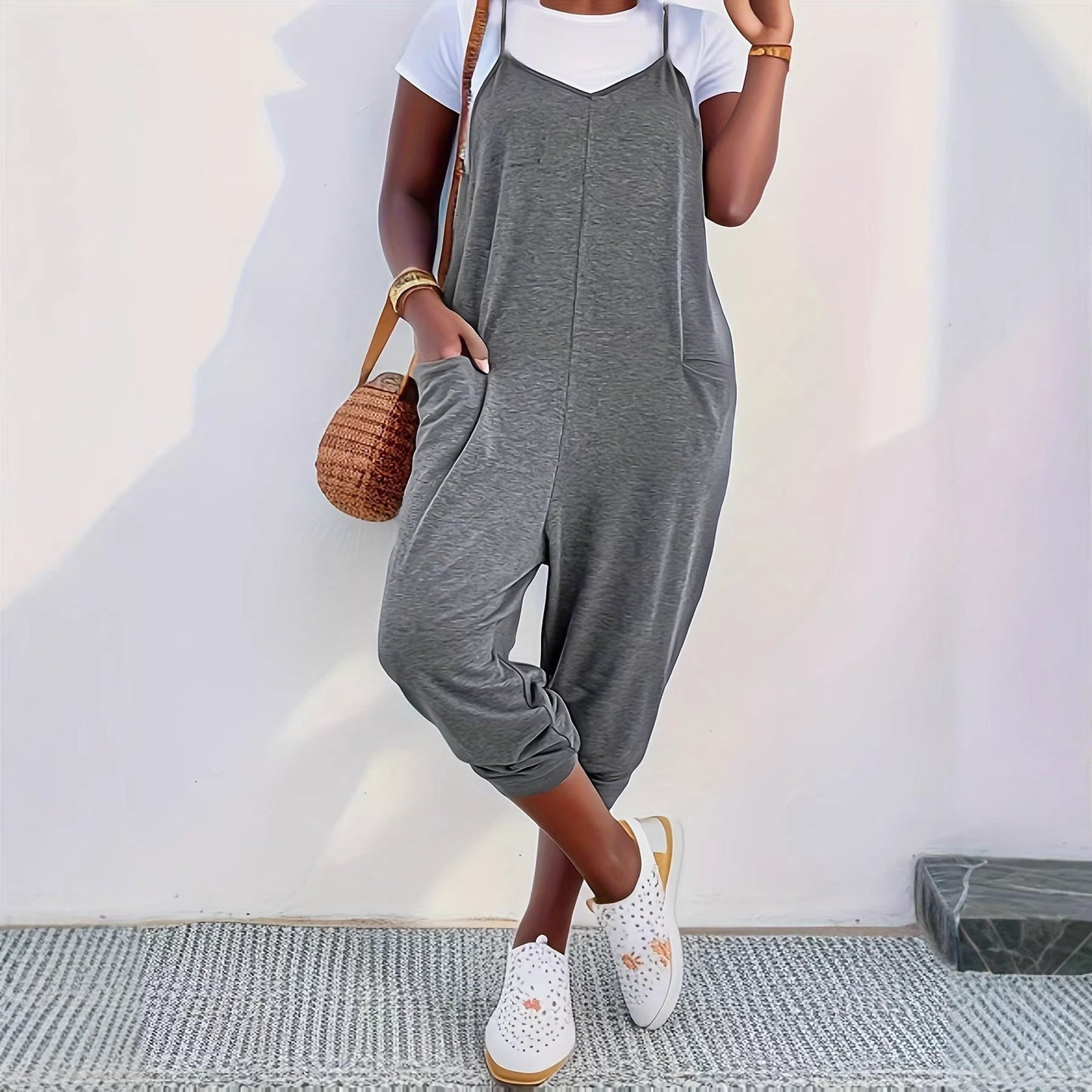 Damen Jumpsuit Komfortpassform Praktische Taschen Eveloria