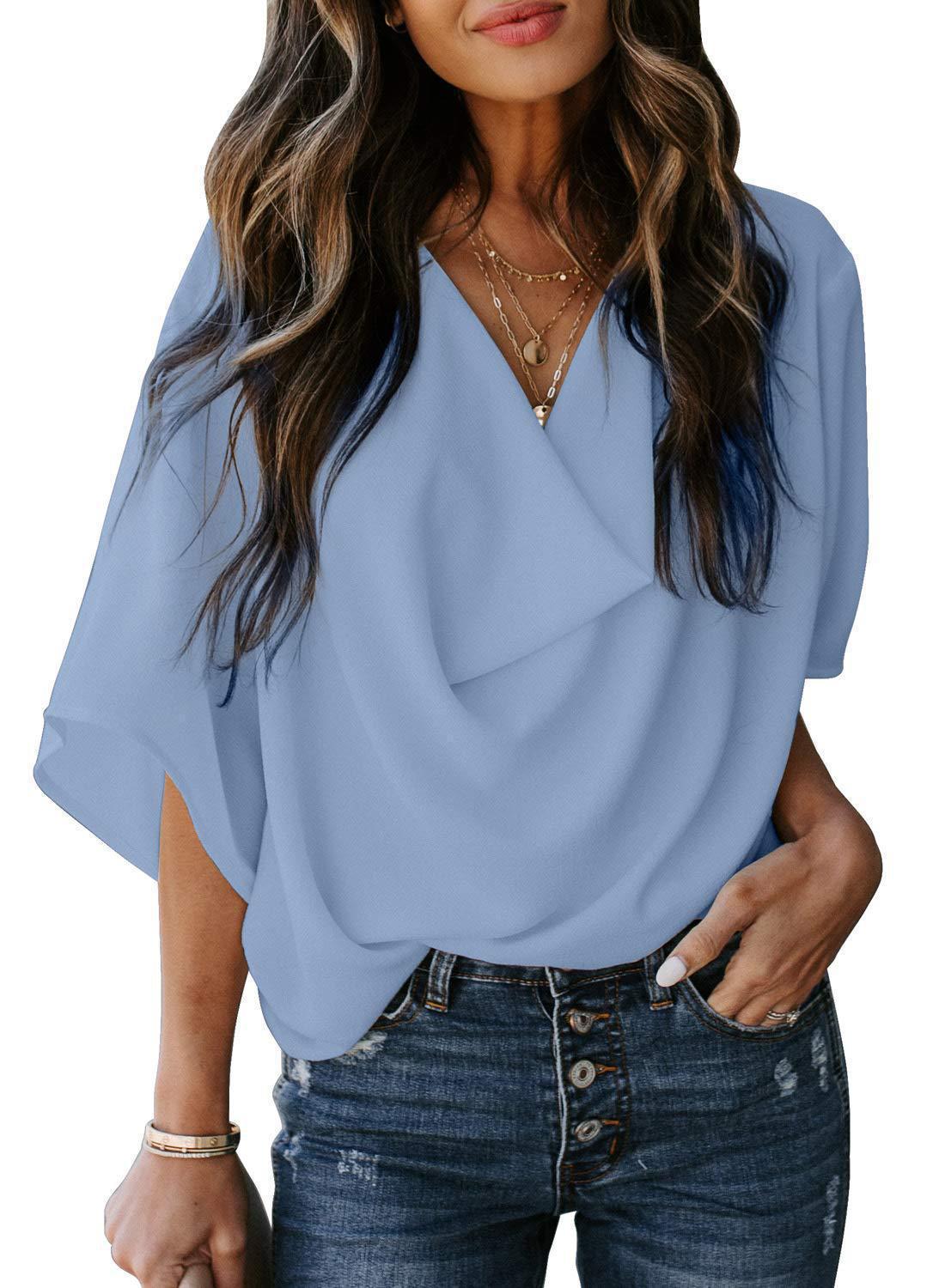 Damen Chiffonhemd V-Ausschnitt