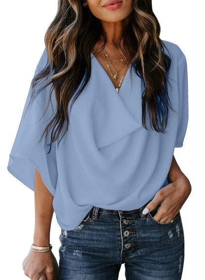 Damen Chiffonhemd V-Ausschnitt