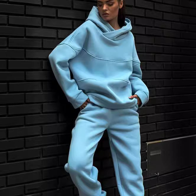 Damen Hoodie Jogginghose Set Weite Passform Bequem