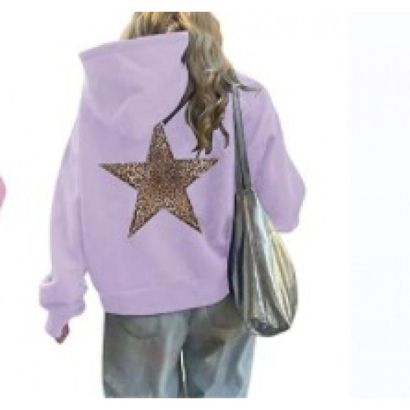Damen Kapuzenpullover Glitzerndes Sternmotiv Eveloria