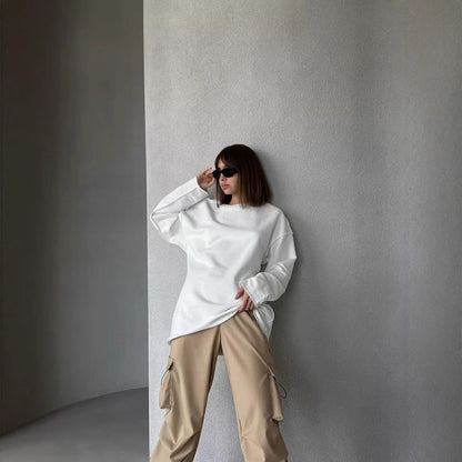 Damen Oversize-Pullover Weiter Schnitt Strukturiert Eveloria
