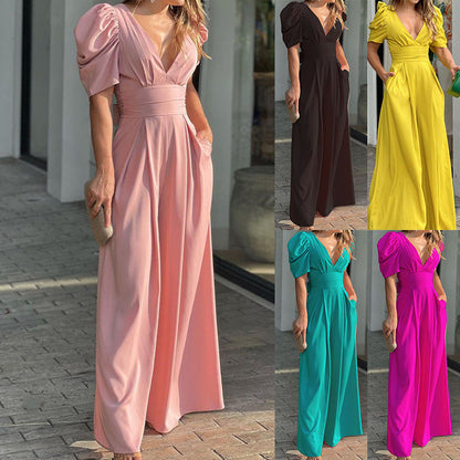 Damen Jumpsuit Puffärmel Elegant Eveloria