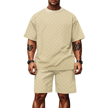 Eveloria Damen Kurzarm-Shorts-Set Schachbrettmuster
