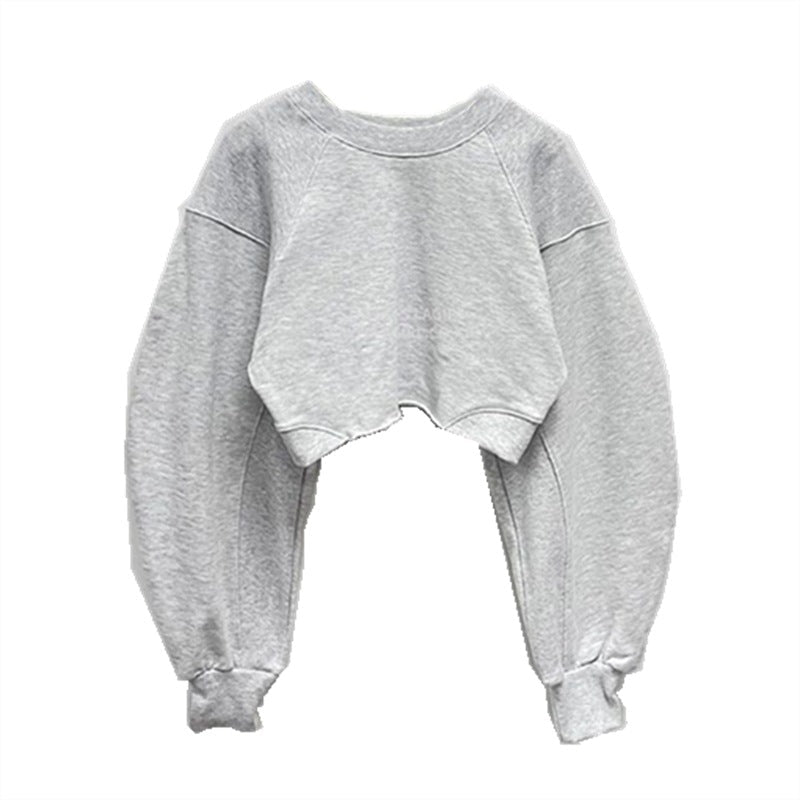 Eveloria Damen Cropped Sweatshirt Voluminöse Ärmel