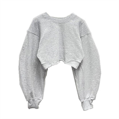 Eveloria Damen Cropped Sweatshirt Voluminöse Ärmel