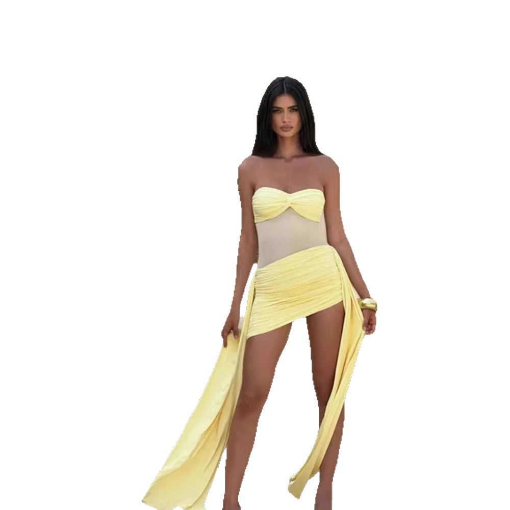 Damen Badeanzug Schulterfrei Elegantes Design Eveloria