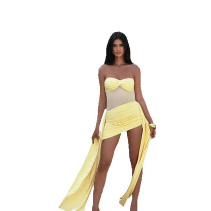 Damen Badeanzug Schulterfrei Elegantes Design Eveloria