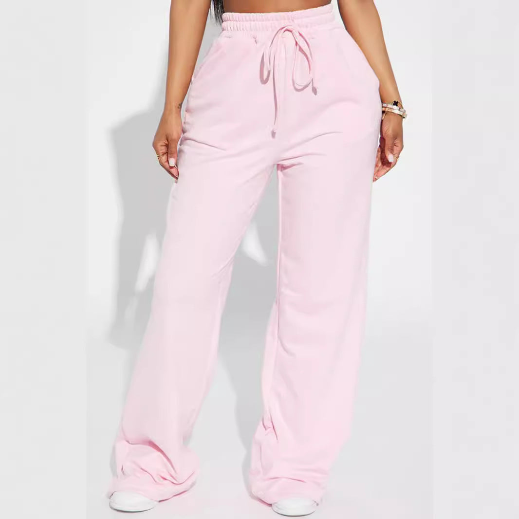 Damen Sweatpants Weite Passform Elastischer Bund Schwarz Eveloria - Eveloria