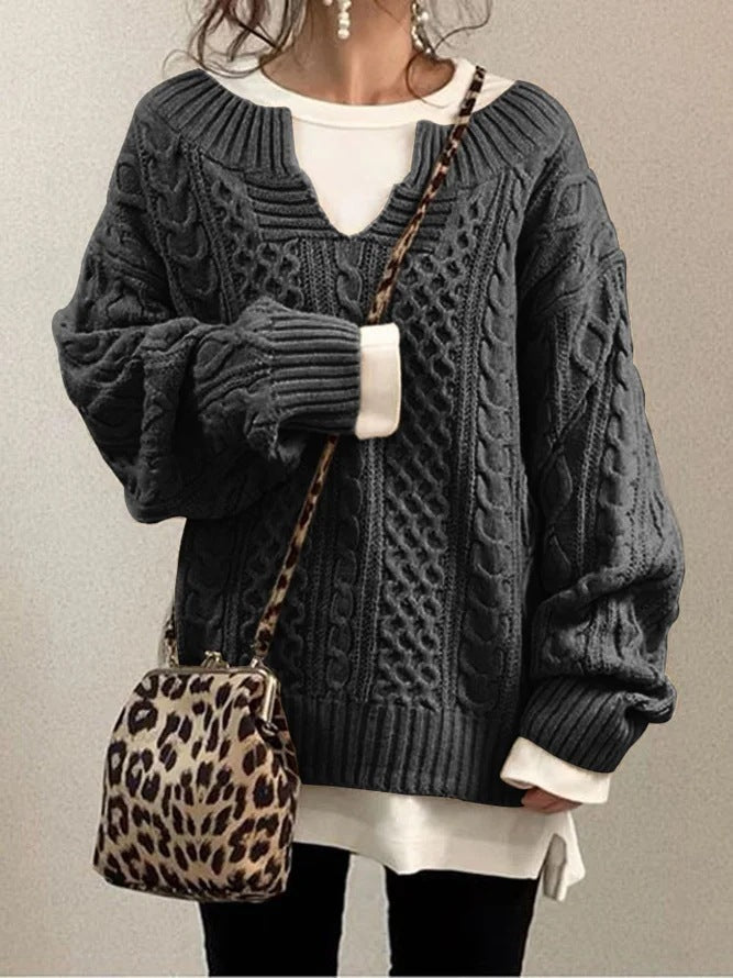 Damen Strickpullover V-Ausschnitt Weiches Material Eveloria