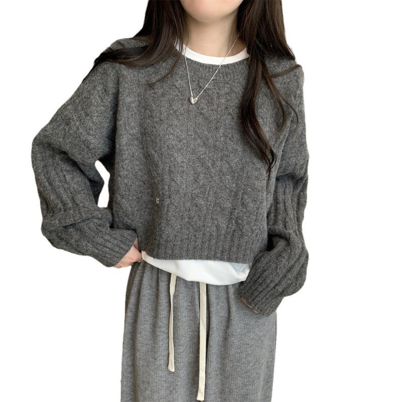 Damen Grobstrickpullover Lässig Zopfmuster Eveloria