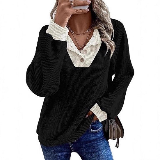 Damen Pullover Lässig Modischer Kragen Grau Eveloria