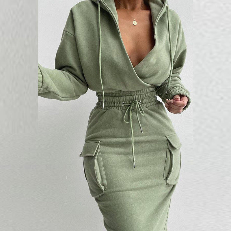 Damen Kapuzenkleid Lässiger Schnitt Mit Taschen Eveloria