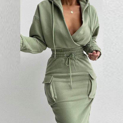 Damen Kapuzenkleid Lässiger Schnitt Mit Taschen Eveloria