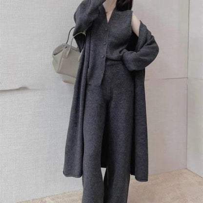 Damen Strickensemble Wärmender Cardigan Bequeme Hose