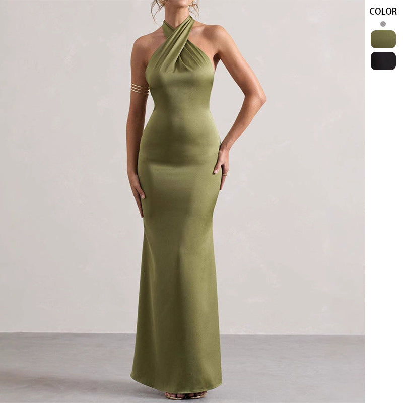 Damen Abendkleid Schmal Schnitt Nackenband Eveloria - Eveloria