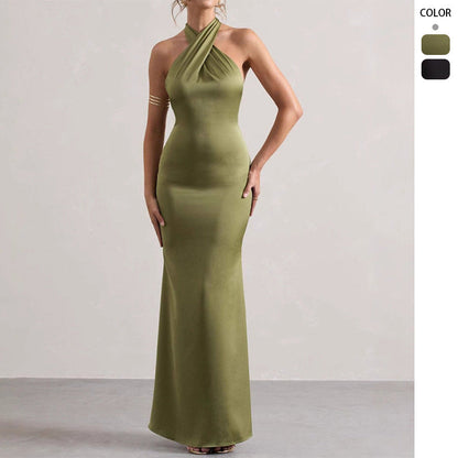 Damen Abendkleid Schmal Schnitt Nackenband Eveloria - Eveloria