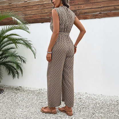 Damen Jumpsuit mit Bindegürtel und floralem Print