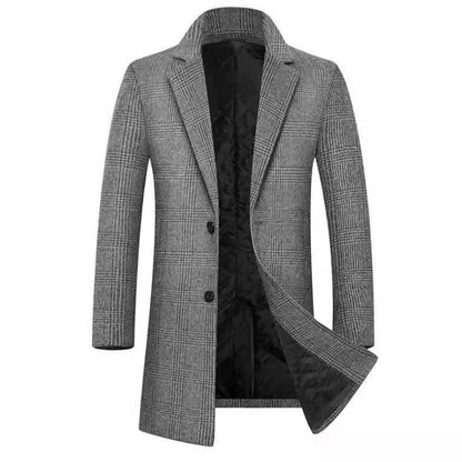 Herren Overcoat Wollmix Karomuster Steppfutter