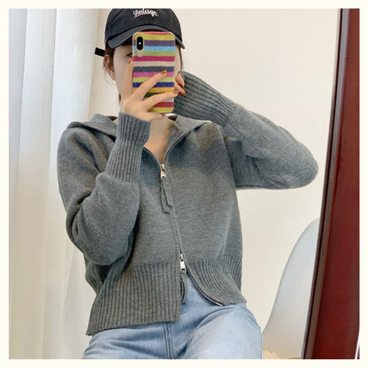 Damen Kapuzenpullover Tailliert Reißverschluss Eveloria