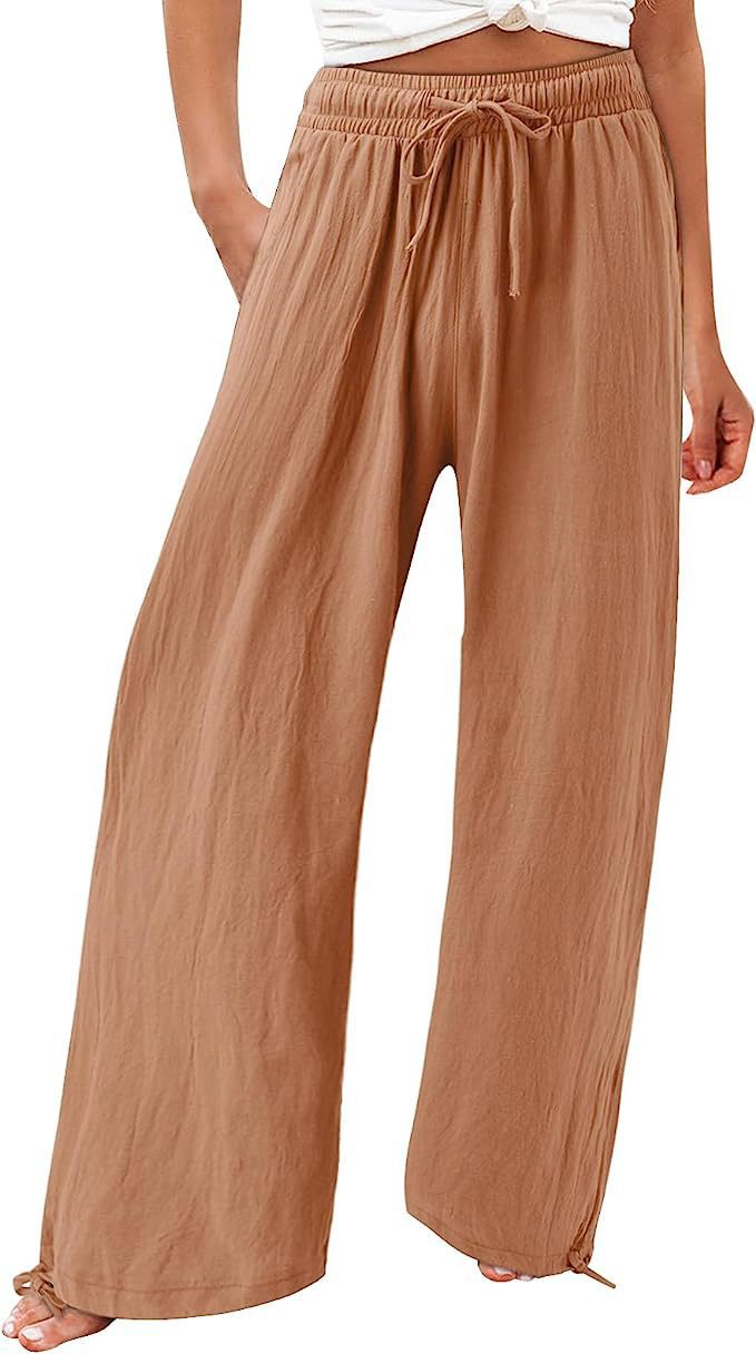 Damen Sommerhose Luftsamtstoff Weite Bein
