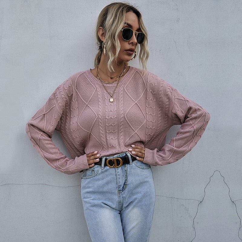 Damen Pullover Strukturiertes Zopfmuster Kuschelig Grau Eveloria - Eveloria