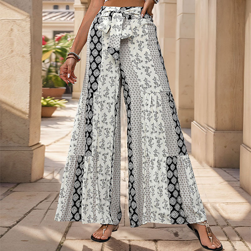 Damen Palazzo-Hose Floralmuster Elastisch Eveloria