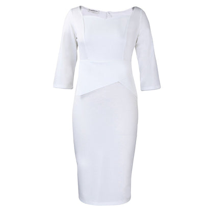 Damen Bodycon-Kleid Asymmetrischer Saum 3/4 Ärmel Eveloria