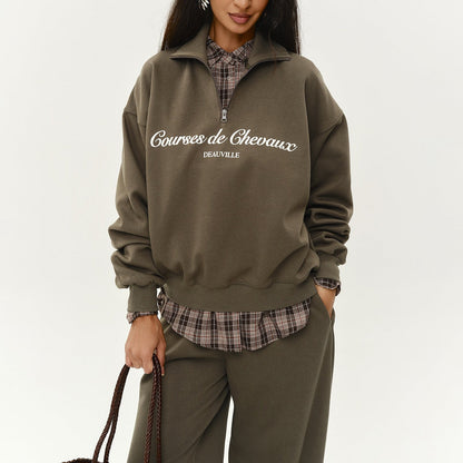 Damen Sweatshirt Hoher Kragen Eveloria Grau