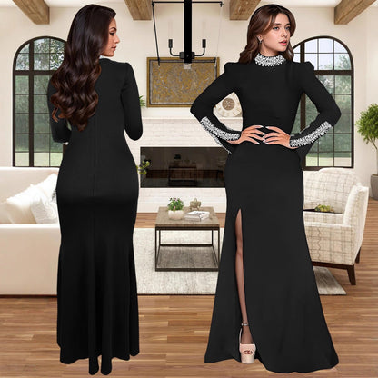Damen Abendkleid Schimmernd Hohes Schlitzdesign