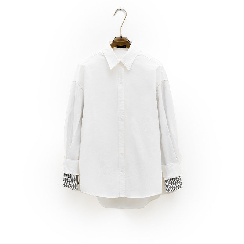 Damen Bluse mit Kurzärmeln Eveloria Elegance Baumwolle Weiß