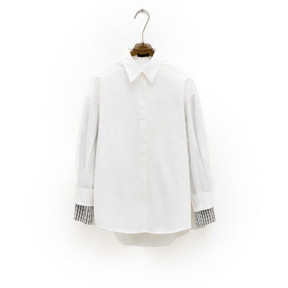 Damen Bluse mit Kurzärmeln Eveloria Elegance Baumwolle Weiß